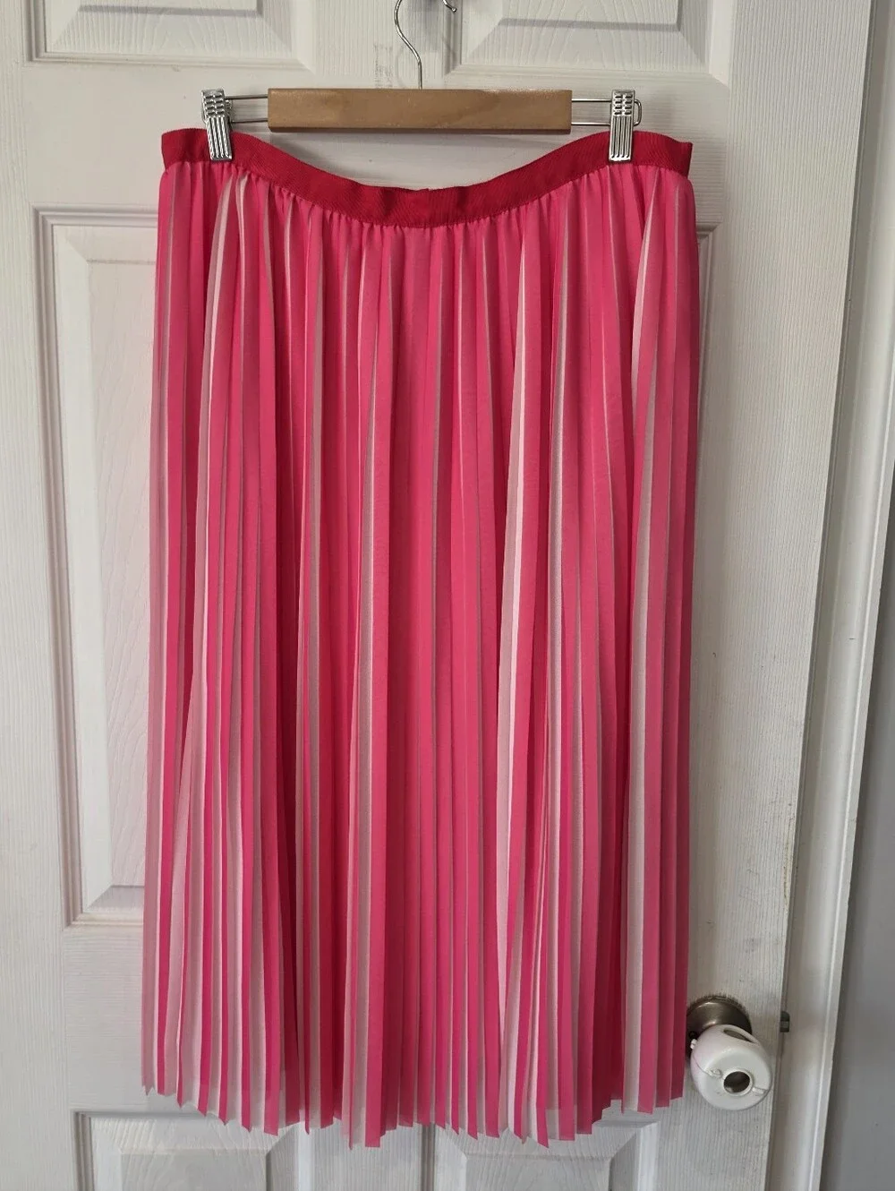 J. Crew Pink and White Pleated Skirt Size 12